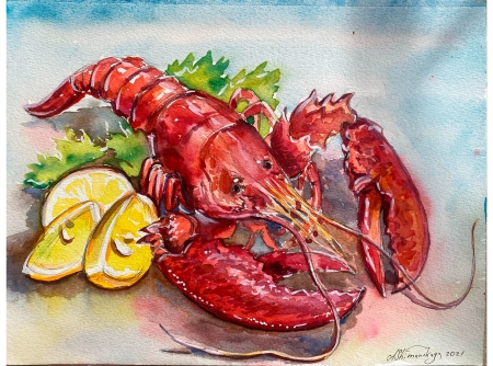 Red lobster by artist Anastasia Shimanskaya